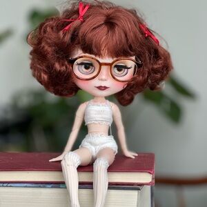 Blythe Doll with Red Hair and Glasses